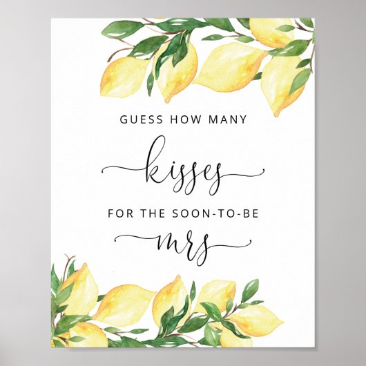 Raad eens hoeveel Kisses Lemons Shower Game Sign Poster (Voorkant)
