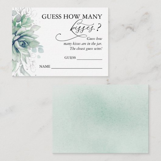 Raad eens hoeveel Kisses Succulents Kaarten gamen (Voorkant / Achterkant)