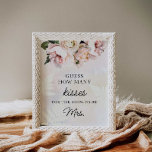 Raad eens hoeveel Kisses Vrijgezellenfeest Poster<br><div class="desc">Raad eens hoeveel Kisses Vrijgezellenfeest Game Sign. Ontworpen in een Elegant Soft Blush Pink en White Peony en Rozen. Overeenkomende objecten in onze Cava Party-Design.</div>