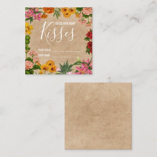 Raad eens hoeveel kisses vrijgezellenfeest spel informatiekaartje (Voorkant / Achterkant)