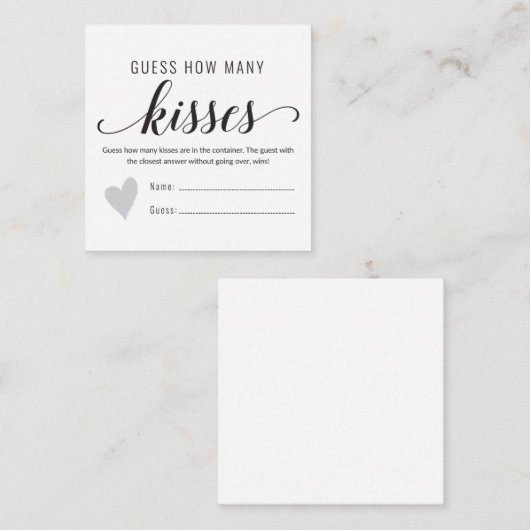 Raad eens hoeveel kisses vrijgezellenfeest spel informatiekaartje (Voorkant / Achterkant)