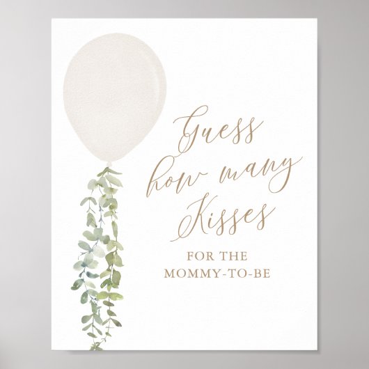 Raad eens hoeveel Kisses White Balloon Baby shower Poster (Voorkant)