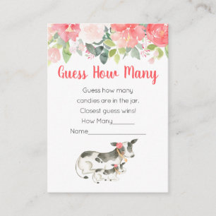 Raad eens hoeveel Koe Baby shower in Floral Game Informatiekaartje