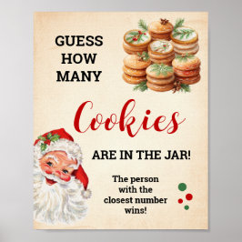 Raad eens hoeveel koekjes Santa Christmas Game Sig Poster