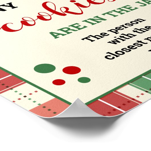 Raad eens hoeveel koekjes spel kerstspel bord poster (Hoek)