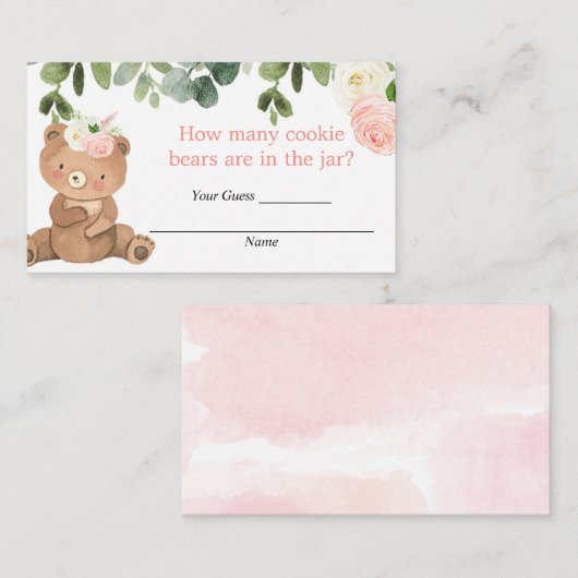 Raad eens hoeveel koekjesberen baby shower invoege informatiekaartje (Voorkant / Achterkant)