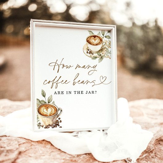 Raad eens hoeveel koffiebonen Baby shower spel tek Poster