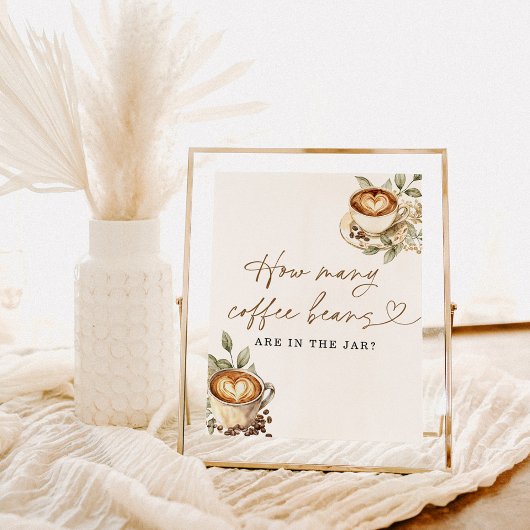 Raad eens hoeveel koffiebonen Baby shower spel tek Poster