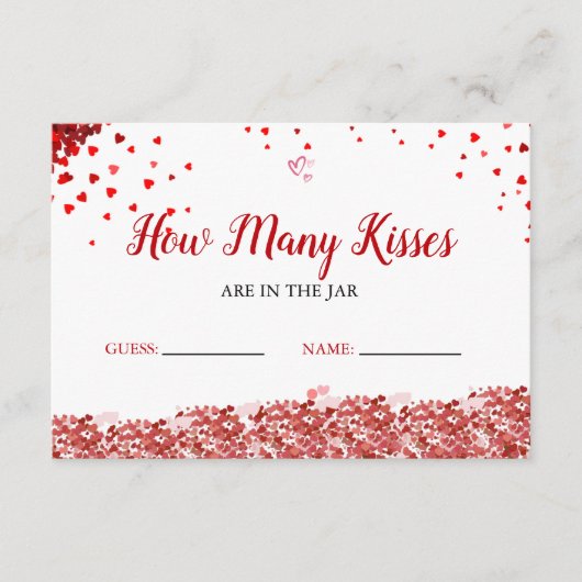 Raad eens hoeveel kusjes er in het Vrijgezellenfee Informatiekaartje (Voorkant)