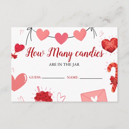 Raad eens hoeveel kusjes er in het Vrijgezellenfee Informatiekaartje (Voorkant)