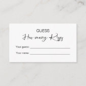 Raad eens hoeveel kussen bruids spel informatiekaartje (Voorkant)