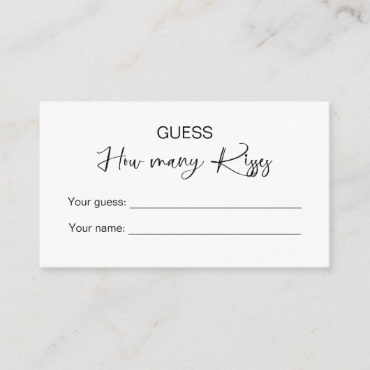 Raad eens hoeveel kussen bruids spel informatiekaartje (Voorkant)