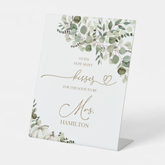 Raad eens hoeveel kussen een bruidsspel teken reclamebord met voetstuk (Voorkant)