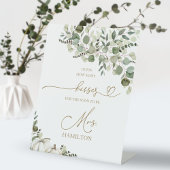 Raad eens hoeveel kussen een bruidsspel teken reclamebord met voetstuk