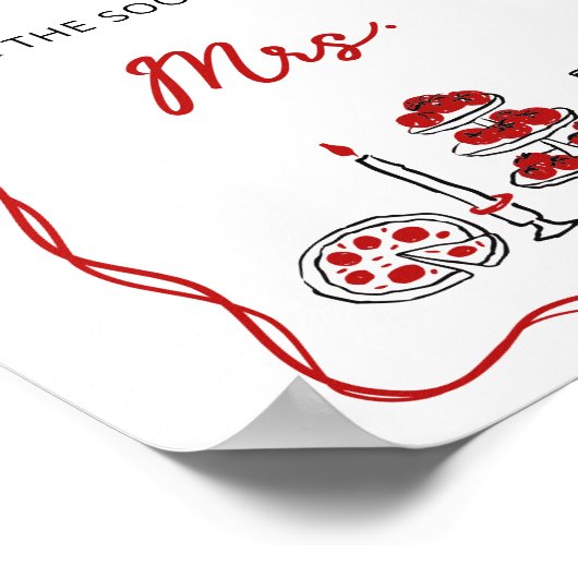 Raad eens hoeveel kussen Italiaans rood Vrijgezell Poster (Hoek)