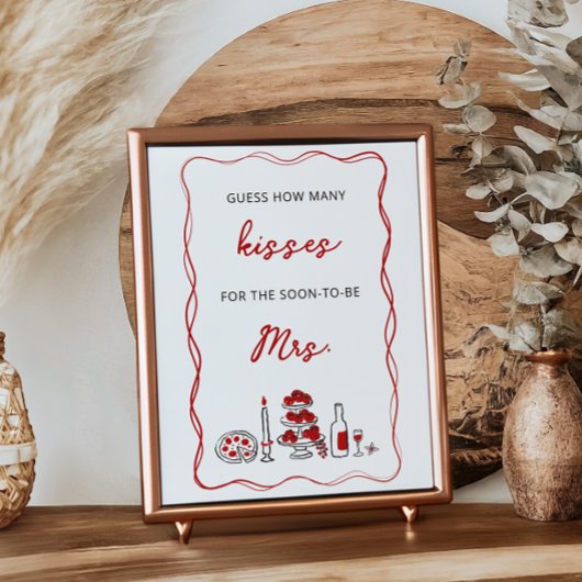 Raad eens hoeveel kussen Italiaans rood Vrijgezell Poster