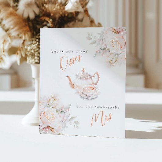 Raad eens hoeveel kussen pastel bloeit douchespel reclamebord met voetstuk