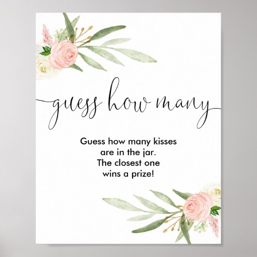 Raad eens hoeveel kussen roze gouden baby showers  poster (Voorkant)