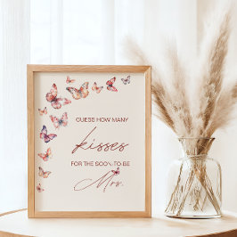 Raad eens hoeveel kussen Vrijgezellenfeest vlinder Poster