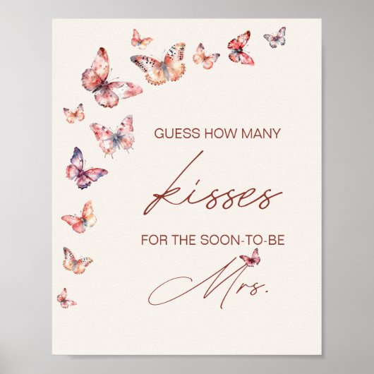 Raad eens hoeveel kussen Vrijgezellenfeest vlinder Poster (Voorkant)