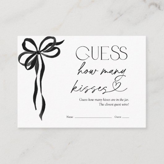 Raad eens hoeveel kussen zwarte boog Vrijgezellenf Informatiekaartje (Voorkant)