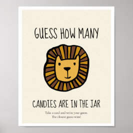 Raad eens hoeveel Lion Baby shower game Poster