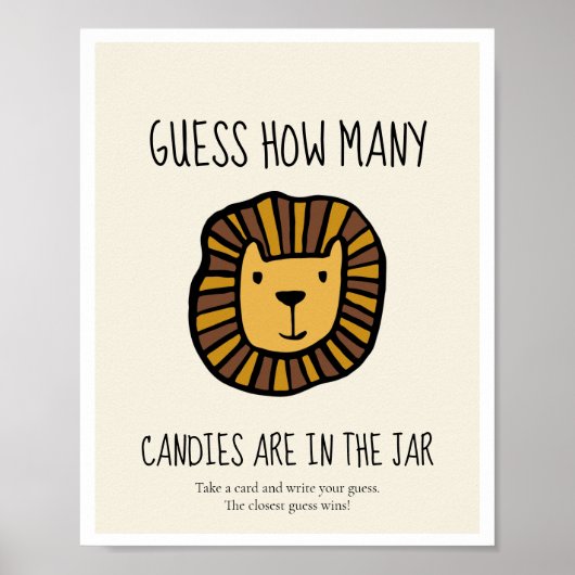 Raad eens hoeveel Lion Baby shower game Poster (Voorkant)