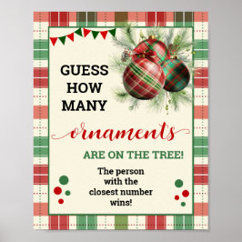 Raad eens hoeveel Ornamenten spel Christmas Plaid  Poster
