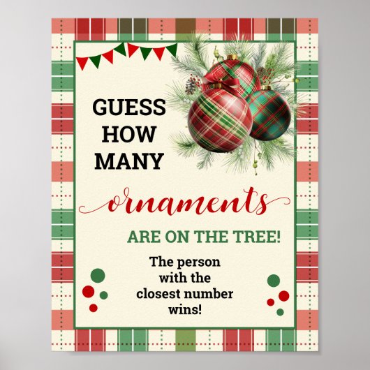 Raad eens hoeveel Ornamenten spel Christmas Plaid Poster (Voorkant)