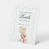 Raad eens hoeveel parels en prosecco reclamebord met voetstuk (Voorkant)