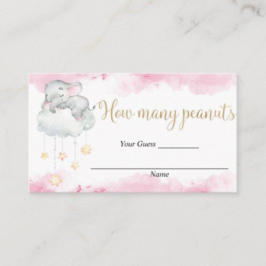 Raad eens hoeveel pindaketten baby shower inbrenge informatiekaartje (Voorkant)