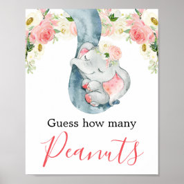 Raad eens hoeveel pinda's baby shower-bord voor ol poster