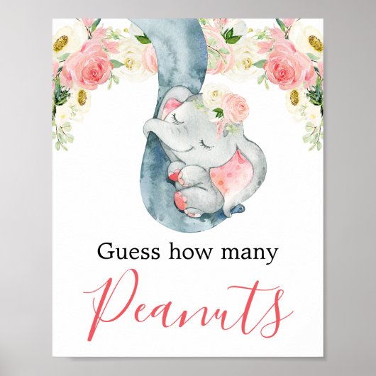 Raad eens hoeveel pinda's baby shower-bord voor ol poster (Voorkant)