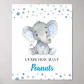 Raad eens hoeveel pinda's blauw olifant Baby showe Poster (Voorkant)