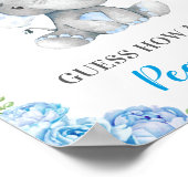 Raad eens hoeveel pinda's elephant Baby Boy Shower Poster (Hoek)