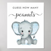 Raad eens hoeveel pinda's elephant Baby Boy Shower Poster (Voorkant)