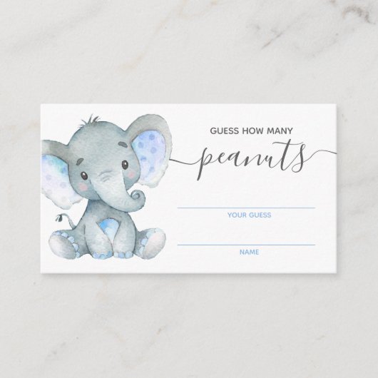 Raad eens hoeveel pinda's Kaart olifant Baby showe (Voorkant)