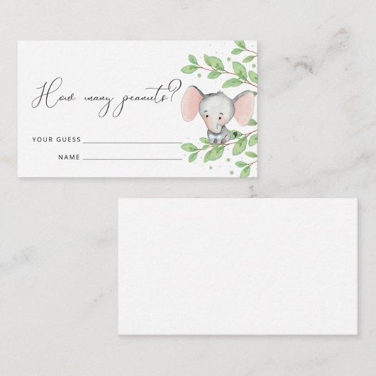 Raad eens hoeveel pinda's olifant Baby shower E Informatiekaartje (Voorkant / Achterkant)