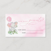 Raad eens hoeveel pinda's olifant Baby shower game Informatiekaartje (Voorkant)