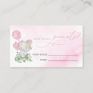 Raad eens hoeveel pinda's olifant Baby shower game Informatiekaartje