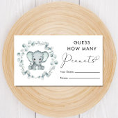 Raad eens hoeveel pinda's olifant Baby shower game Informatiekaartje