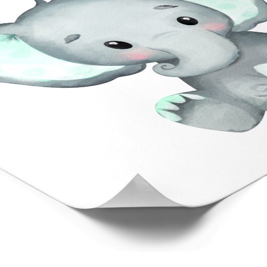 Raad eens hoeveel pinda's olifant Baby shower game Poster (Hoek)