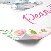 Raad eens hoeveel pinda's olifant Baby shower game Poster (Hoek)