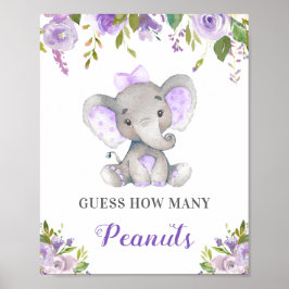 Raad eens hoeveel pinda's olifant Baby shower game Poster