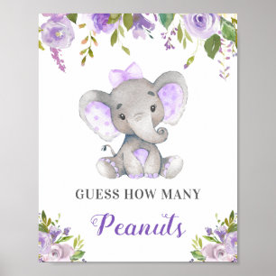 Raad eens hoeveel pinda's olifant Baby shower game Poster