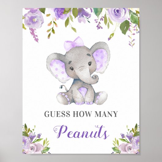 Raad eens hoeveel pinda's olifant Baby shower game Poster (Voorkant)