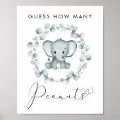 Raad eens hoeveel pinda's olifant Baby shower game Poster (Voorkant)