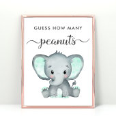 Raad eens hoeveel pinda's olifant Baby shower game Poster
