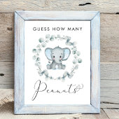 Raad eens hoeveel pinda's olifant Baby shower game Poster