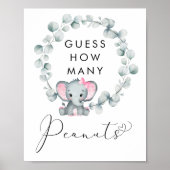 Raad eens hoeveel pinda's olifant Baby shower game Poster (Voorkant)